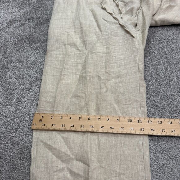 Lane Bryant Linen Wide Leg Trousers Pants Womens 14/16 Beige Elastic Waist Boho - Picture 14 of 16